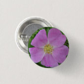 F11 Prairie Wilde Roos "Rosa arkansana" Ronde Button 3,2 Cm (Voorkant /achterkant)