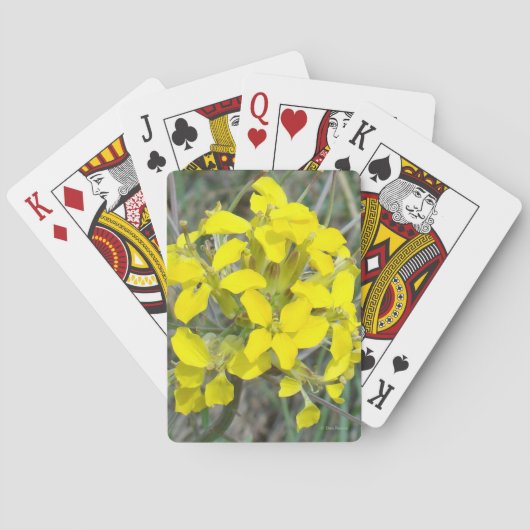 F14 Gele Wilde Bloemen Pokerkaarten (Achterkant)