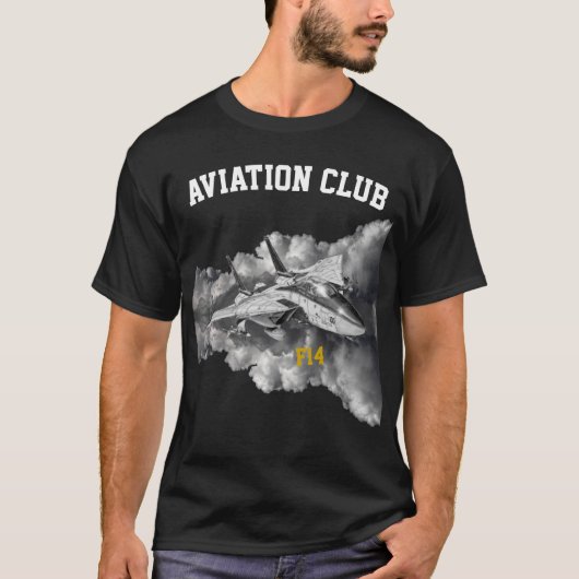 F14 Tomcat Aviation Club piloot zwart T-shirt (Voorkant)