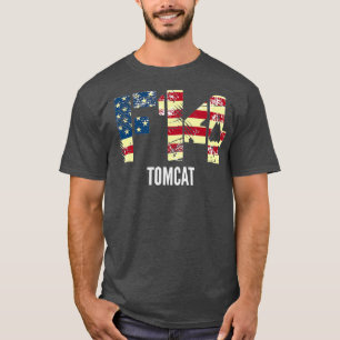F14 Tomcat Fighter Jet Distsed American Flag T-shirt