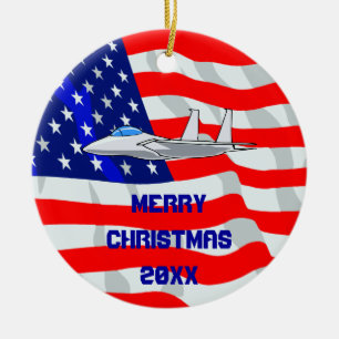 F15 Eagle Fighter Jet Flying Keramisch Ornament