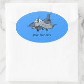 F16 Falcon en Pilot Cartoon ontwerp Ovale Sticker (Tas)