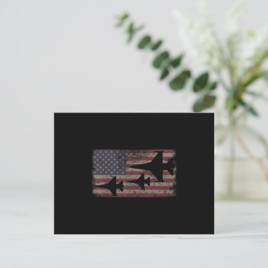 F16 Fighter Jet Plane USA Flag Patriot Aankondigingskaart (Staand voorkant)