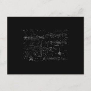 F16 Jet Vliegtuig Fighter Jet Blueprint Design Briefkaart