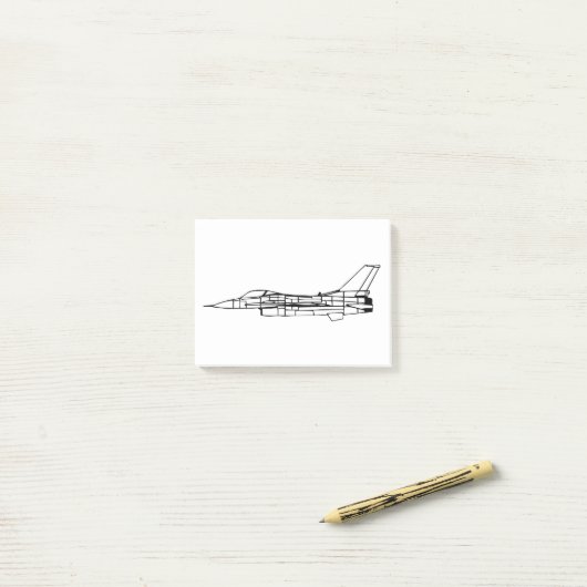 F16 Militair Vuurvliegtuig Silhouette Post-it® Notes (Op bureau)