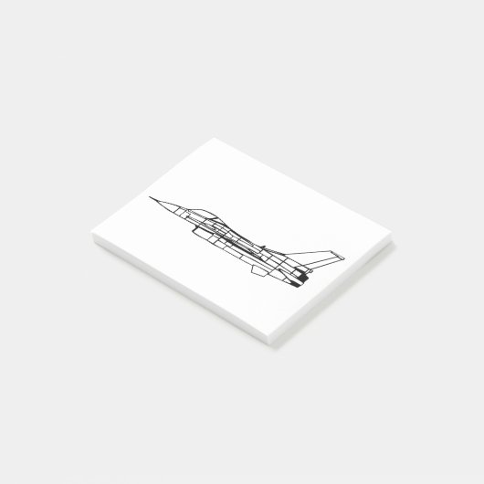 F16 Militair Vuurvliegtuig Silhouette Post-it® Notes (Schuin)