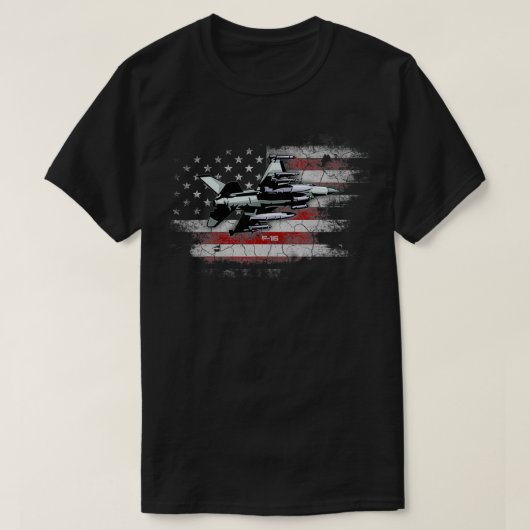 F16 Strijd tegen valk Viper Jet Vlag F16 Pilot Vet T-shirt (Design voorkant)