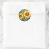F17 Gele wilde bloemen Gaillardia Ronde Sticker (Tas)