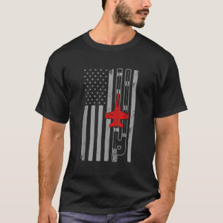 F18 Hornet Fighter Jet Airplane American Flag Runw T-shirt