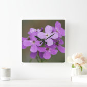 F19 Paarse Wildbloemen Dames Rocket Vierkante Klok (Huis)