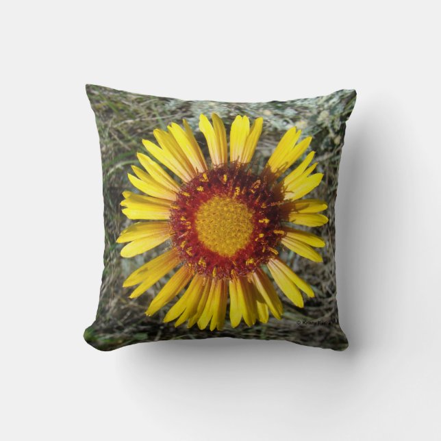 F1 Gele Wilde Bloem Gaillardia Kussen (Voorkant)