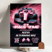 F1 Roze raceauto Verjaardagsmeisje Kaart