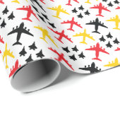 F22 C17 KC135 in Rood Gouden Geel en Zwart Cadeaupapier (Rol Hoek)