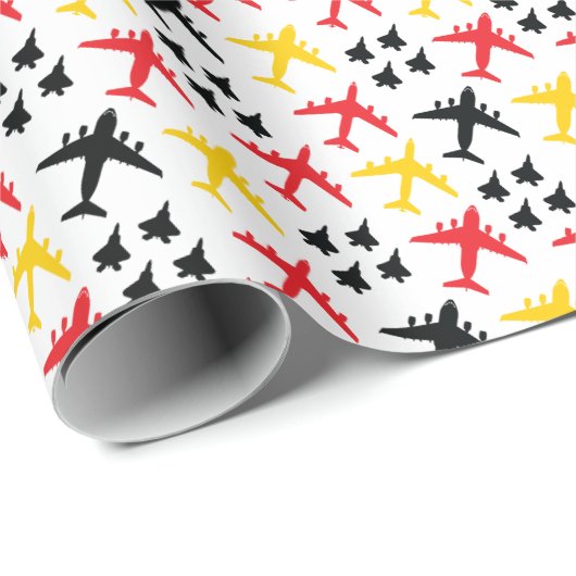 F22 C17 KC135 in Rood Gouden Geel en Zwart Cadeaupapier (Rol Hoek)
