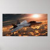 F22 Fighter Jet op Sunset Print (Voorkant)