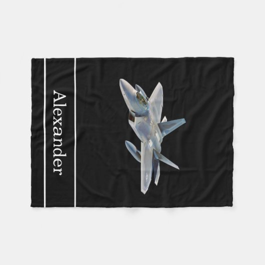 F22 Raptor Fighter Jet met naam Fleece Deken (Voorkant (Horizontaal))