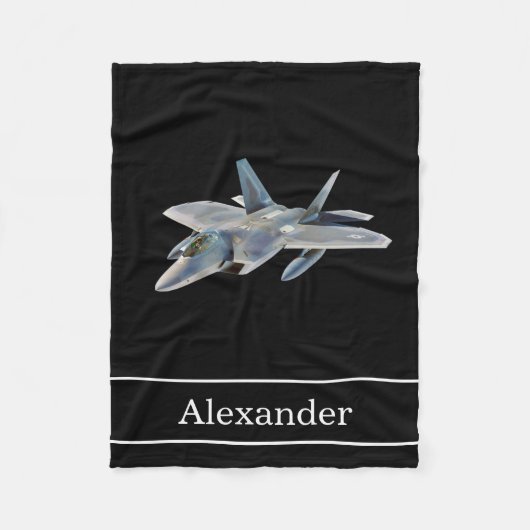 F22 Raptor Fighter Jet met naam Fleece Deken (Voorkant)