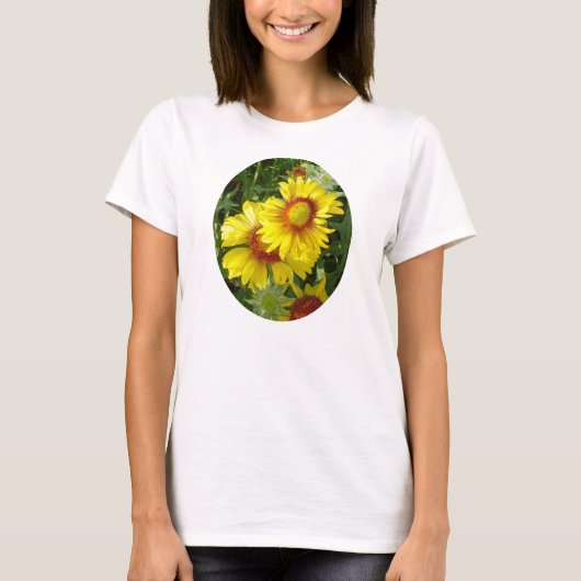 F27w Gele wilde bloemen Gaillardia T-shirt (Voorkant)