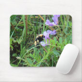 F2 Bij op paarse wilde bloemen Muismat (Met muis)