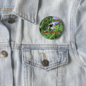 F2 Bij op paarse wilde bloemen Ronde Button 5,7 Cm (In situ)
