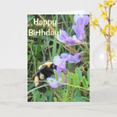 F2 Bijen op Paarse wilde bloemen Kaart (Gele Bloem)