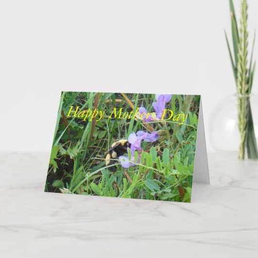 F2 Bijen op Paarse wilde bloemen Kaart (Voorkant)