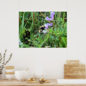 F2 Bijen op Paarse wilde bloemen Poster (Keuken)