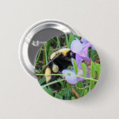 F2 Bijen op Paarse wilde bloemen Ronde Button 5,7 Cm (Voorkant /achterkant)