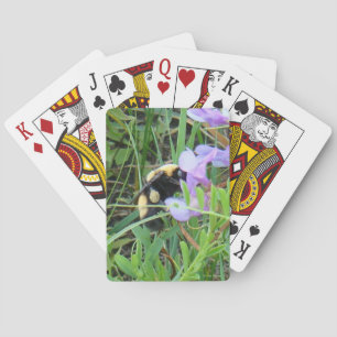 F2 Wilde Bij op Paarse Wilde Bloemen Pokerkaarten