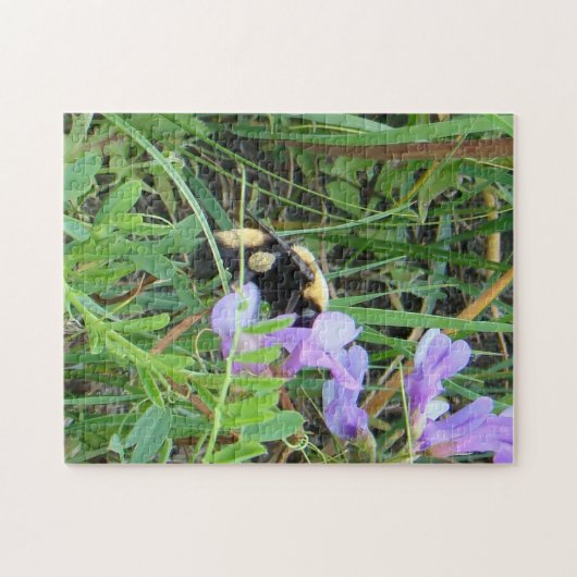 F2 Wilde bijen op Paarse wilde bloem Legpuzzel (Horizontaal)