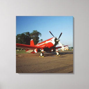 F2G-1D Super Corsair-vliegtuig op een luchtshow in Canvas Afdruk