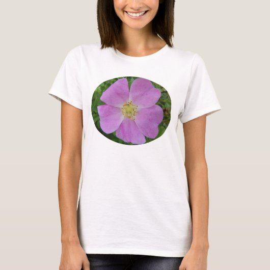 F31w Prairie Wild Roos "Rosa arkansana" T-shirt (Voorkant)