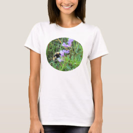 F32w Bij op paarse wilde bloemen T-shirt