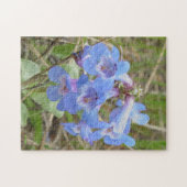 F3 Blauwe Wilde Bloemen Slanke Blauwe Baardlip Legpuzzel (Horizontaal)
