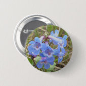 F3 Blauwe Wilde Bloemen Slanke Blauwe Baardtong Ronde Button 5,7 Cm (Voorkant /achterkant)
