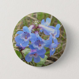 F3 Blauwe Wilde Bloemen Slanke Blauwe Baardtong Ronde Button 5,7 Cm