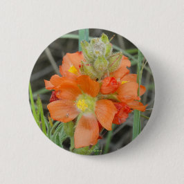 F40 Oranje Wilde Bloemen scharlaken mallow Ronde Button 5,7 Cm