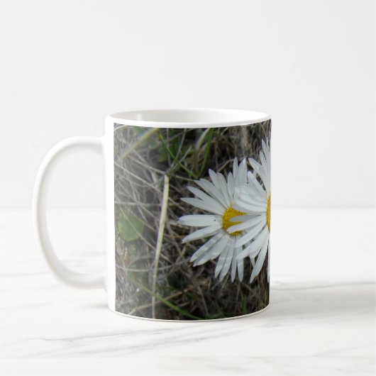 F42 Witte Wilde Bloemen Gladde Aster Koffiemok (Links)