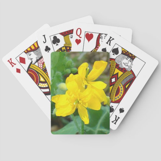 F44 Gele Wilde Bloemen Wilde Mosterd Pokerkaarten (Achterkant)