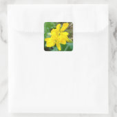 F44 Gele wilde bloemen Wilde mosterd Vierkante Sticker (Tas)