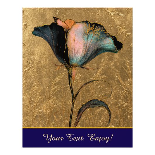 *~* F4 Elegant 23 Flower Gold  Foto Afdruk (Voorkant)