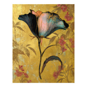 *~* F4  Elegante Bloem Goud  Vintage 23 Foto Afdruk