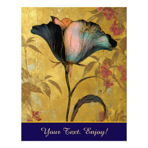*~* F4  Elegante Bloem Goud  Vintage 23 Foto Afdruk