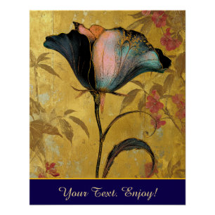 *~* F4 Elegante Bloem Goud Vintage 23 Perfect Poster