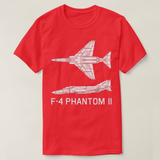 F4 Phantom II Jet Fighter Bomber Plane Silhouette T-shirt (Design voorkant)