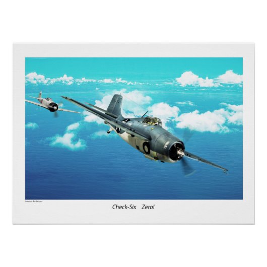 F4F Wildcat "Check six.Zero!" Perfect Poster (Voorkant)
