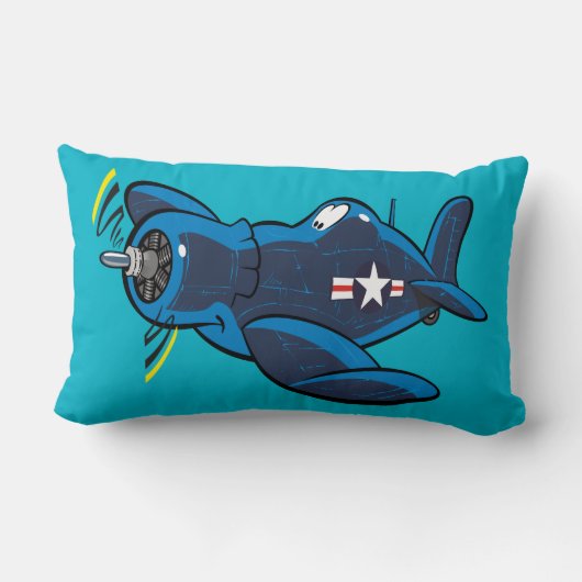 F4U-cartoon corsair-vliegtuig Kussen (Achterkant)