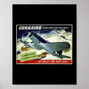 F4u Corsair Amerikaanse gevechtsvliegtuig oorlogsp Poster