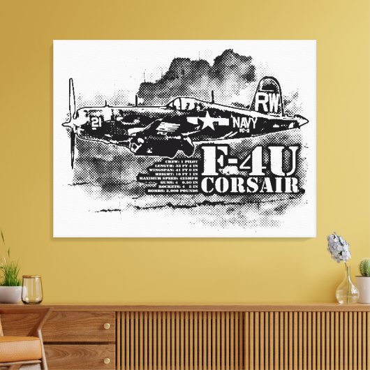 F4U CORSAIR CANVAS AFDRUK (Insitu (Woonkamer))