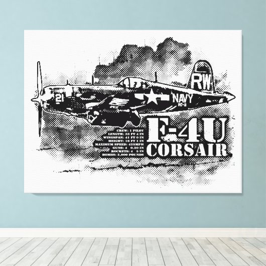 F4U CORSAIR CANVAS AFDRUK (Insitu (Houten vloer))